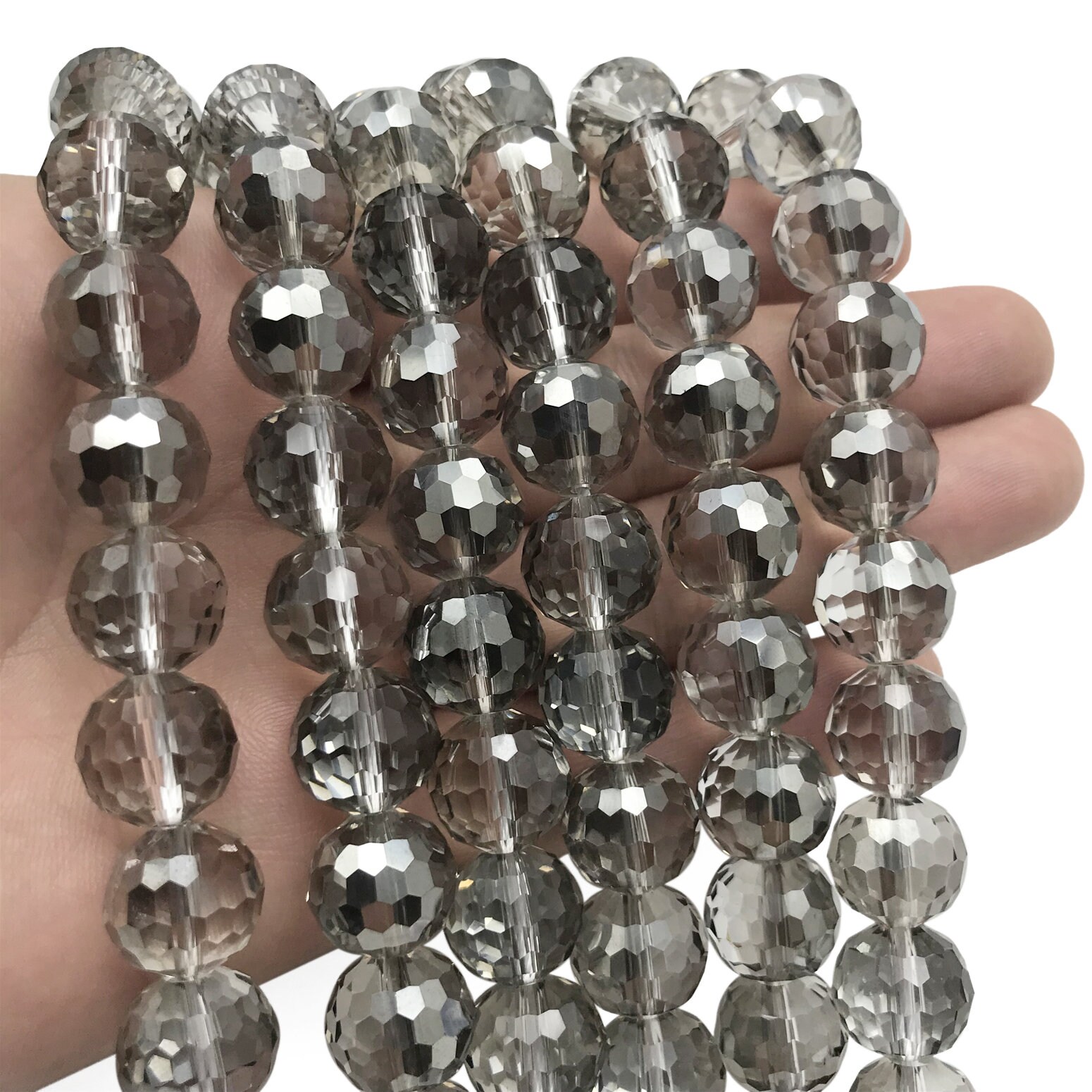 thumbnail interactive-video image 1 of 24 Vintage Grey Acrylic Faceted Large Hole Nugget Beads – 12x16mm – For Jewelry Making 1 of 3