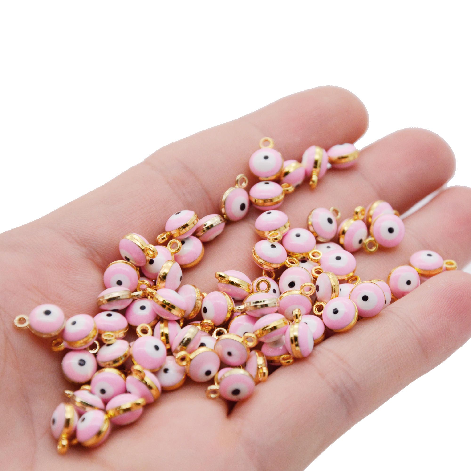 50pcs Pink Evil Eye Charms Gold Plating Evil Eye Pendant - Etsy Norway