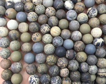 10mm Matte Artistic Jasper Beads, Round Gemstone Beads, Wholesale Beads