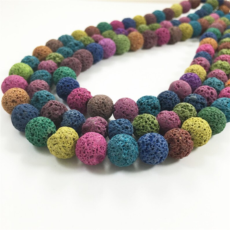 10mm Multicolor Lava Beads, Gemstone Beads, Wholesale Beads image 2