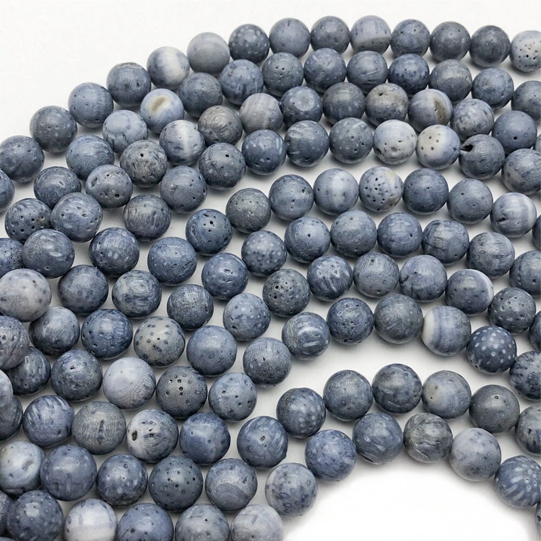 8mm Blue Coral Beads, Round Gemstone Beads, Wholesale Beads Etsy