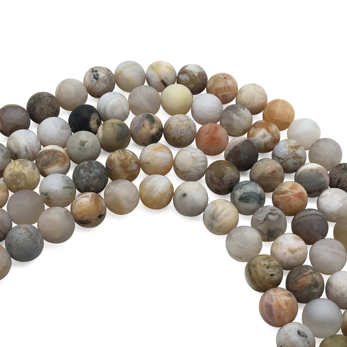 8mm Matte Bamboo Leaf Agate Beads Round Gemstone Beads Etsy