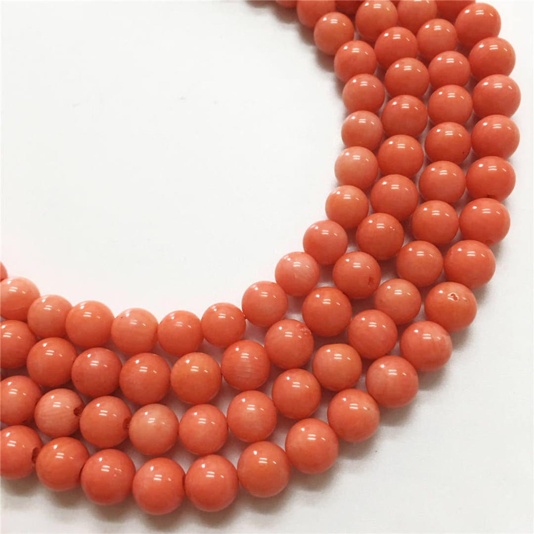 7.5mm Orange Coral Beads, Round Gemstone Beads, Wholesale Beads Etsy