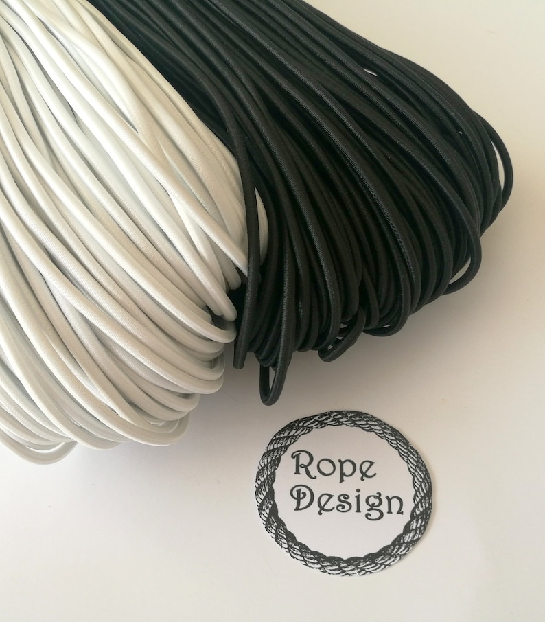 Elastic rubber Sewing supplies BlackWhite Elastic drawcord Round elastic cord 3 mm and 4 mm Round stretch cord DIY face mask