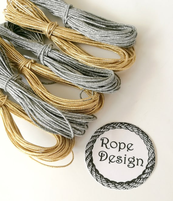 Silver, Gold Sparkle Cord, String Jewelry Cord, Elastic Rubber