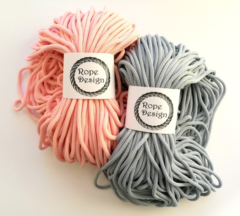 Macrame cord Colored cotton rope 100 yard strong cord Soft textile cord Craft project Braided rope Textile 6mm cord Chunky polyester rope