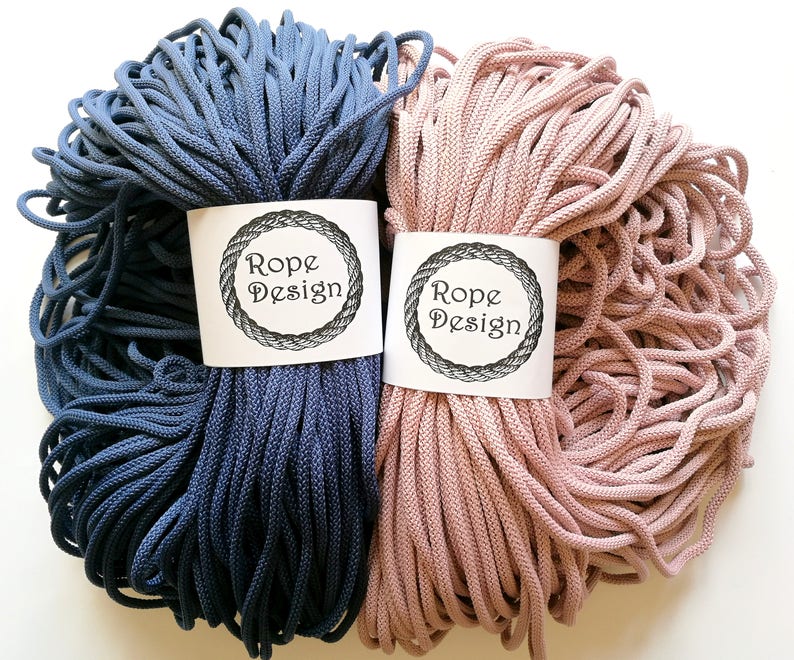 Macrame cord 6 mm cord Chunky colored rope Polyester strong rope Cotton rope Cord for crochet Craft macrame project Nylon strong soft rope