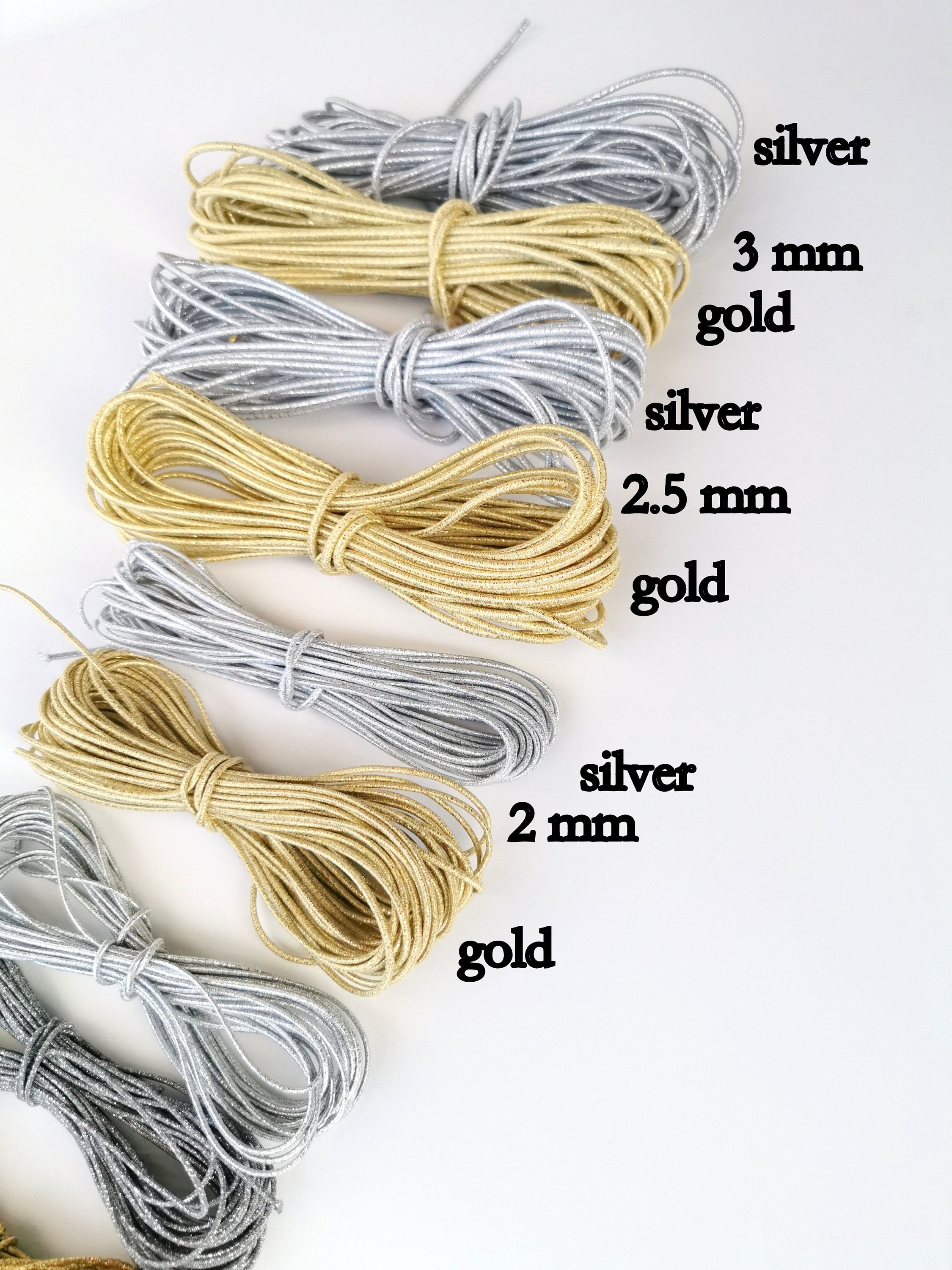 Silver, Gold Sparkle Cord, String Jewelry Cord, Elastic Rubber Band  Metallic, 10 Meters Elastic Rubber, Christmas Crafts, Silver Lame Rubber 