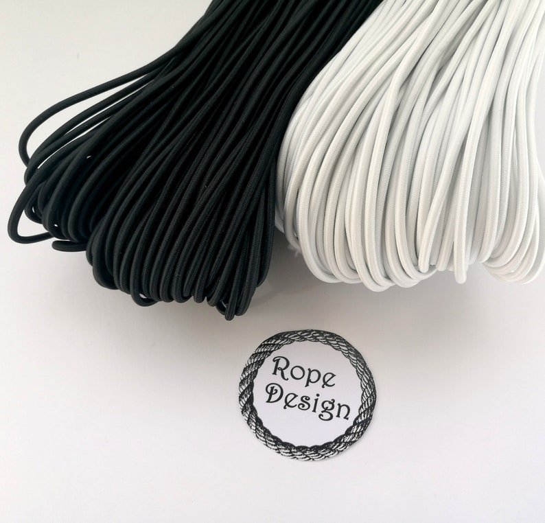 Elastic rubber Sewing supplies BlackWhite Elastic drawcord Round elastic cord 3 mm and 4 mm Round stretch cord DIY face mask
