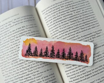 Hand painted Trees Landscape Watercolor bookmark