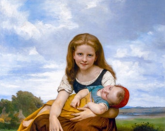 Idylle  by William Bouguereau   Giclee Canvas Print Repro 