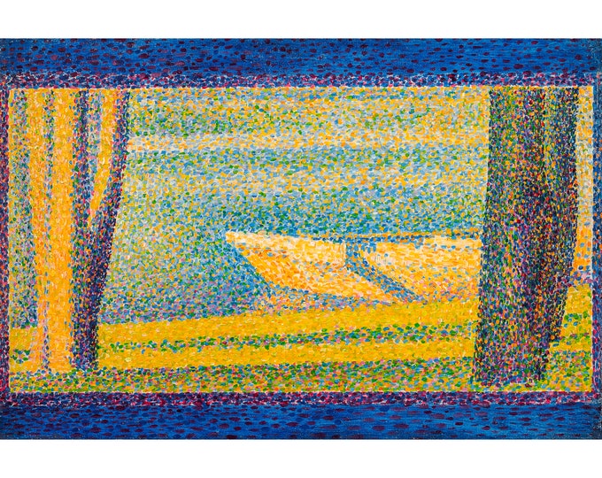 Georges Seurat, Moored Boats and Trees, 1890 | Art Print | Canvas Print | Fine Art Poster | Art Reproduction | Archival Giclee | Gift Wrap