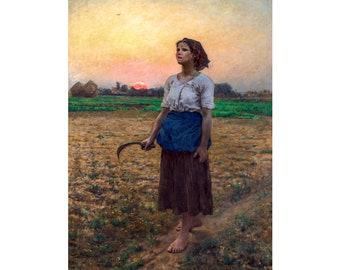 Jules Adolphe Breton, The Song of the Lark, 1884 | Art Print | Canvas Print | Fine Art Poster | Art Reproduction | Archival Giclee