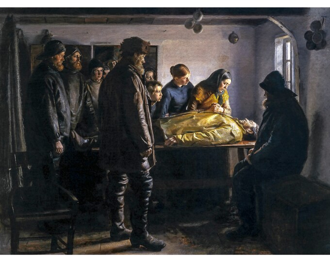 Michael Ancher, The drowned fisherman, 1896 | Art Print | Canvas Print | Fine Art Poster | Art Reproduction | Archival Giclee | Gift Wrapped