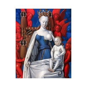 Jean Fouquet, Virgin and Child Surrounded by Angels, 1458 Art Print Canvas Print Fine Art Poster Art Reproduction Archival Giclee image 1