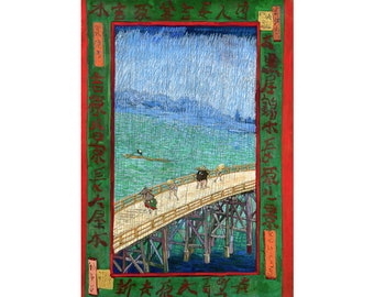 Van Gogh, Bridge in the rain, after Hiroshige, 1887 | Art Print | Canvas Print | Fine Art Poster | Art Reproduction | Archival Giclee | Gift