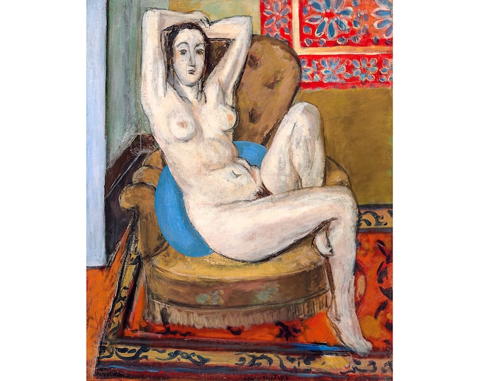 Matisse, Nude with Blue Cushion, 1924 | Art Print | Canvas Print | Fine Art Poster | Art Reproduction | Archival Giclee | Gift Wrapped