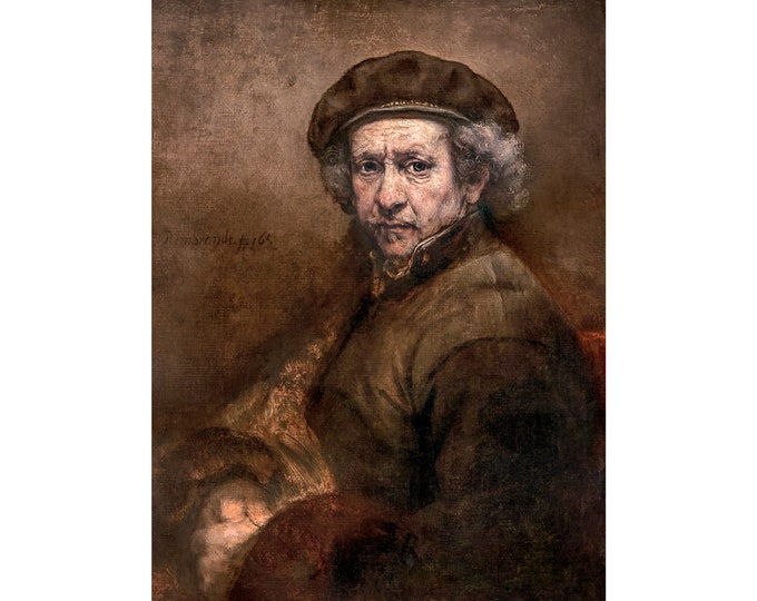 Rembrandt, Self Portrait with Beret and Turned-Up Collar, 1659 | Art Print | Canvas Print | Fine Art Poster | Art Reproduction | Archival