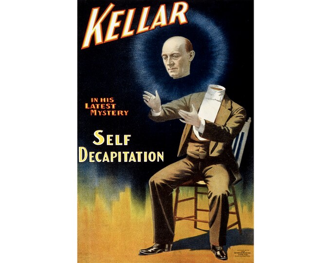 Kellar the Magician, Self Decapitation | Art Print | Canvas Print | Fine Art Poster | Art Reproduction | Archival Giclee | Gift Wrapped