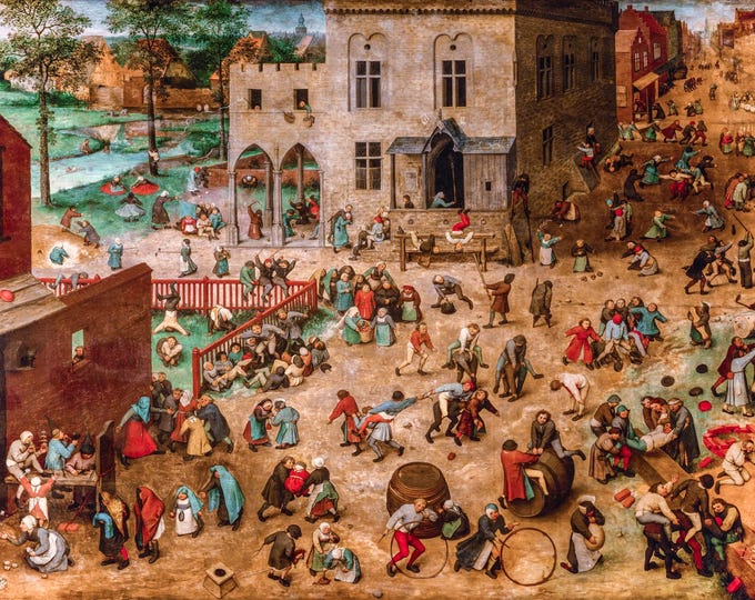 Pieter Bruegel the Elder, Children’s Games, 1560 | Art Print | Canvas Print | Fine Art Poster | Art Reproduction | Archival Giclee | Gift