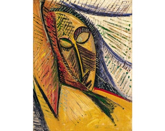 Pablo Picasso, Head of a Sleeping Woman, 1907 | Art Print | Canvas Print | Fine Art Poster | Art Reproduction | Archival Giclee | Gift