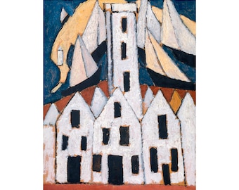 Marsden Hartley, Movement No. 5, Provincetown Houses, 1916 | Art Print | Canvas Print | Fine Art Poster | Art Reproduction | Archival Giclee