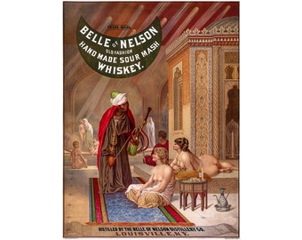 Belle of Nelson, Sour Mash Whisky, Vintage Ad | Art Print | Canvas Print | Fine Art Poster | Art Reproduction | Archival Giclee | Gift Wrap