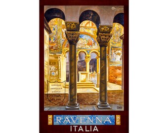 Ravenna, Italy, Travel Ad | Art Print | Canvas Print | Fine Art Poster | Art Reproduction | Archival Giclee | Gift Wrapped