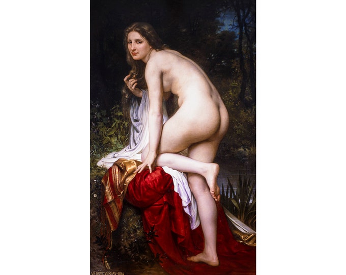 William-Adolphe Bouguereau, Bather, 1864 | Art Print | Canvas Print | Fine Art Poster | Art Reproduction | Archival Giclee | Gift Wrapped