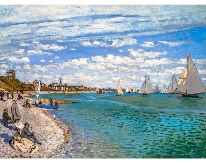 Claude Monet, Regatta at Sainte-Adresse, 1867 | Art Print | Canvas Print | Fine Art Poster | Art Reproduction | Archival Giclee | Gift Wrap