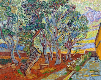 Van Gogh, Garden of the Asylum, 1889 | Art Print | Canvas Print | Fine Art Poster | Art Reproduction | Archival Giclee | Gift Wrapped