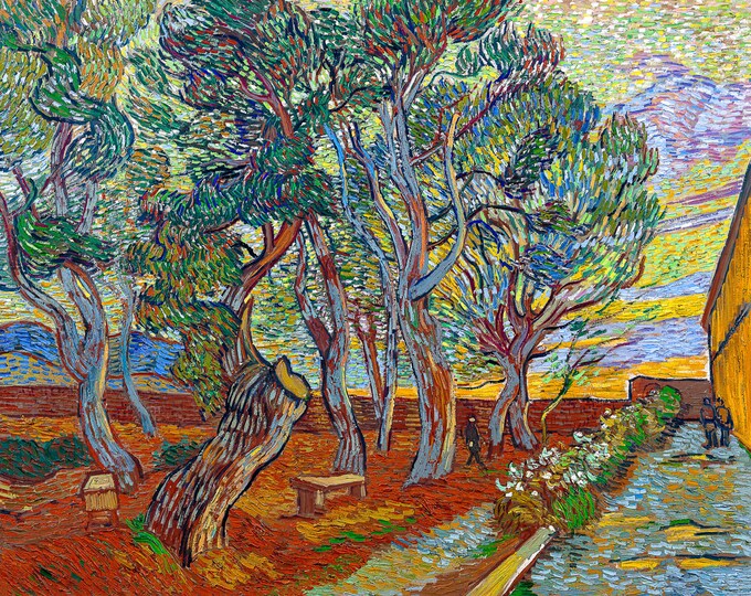 Van Gogh, Garden of the Asylum, 1889 | Art Print | Canvas Print | Fine Art Poster | Art Reproduction | Archival Giclee | Gift Wrapped