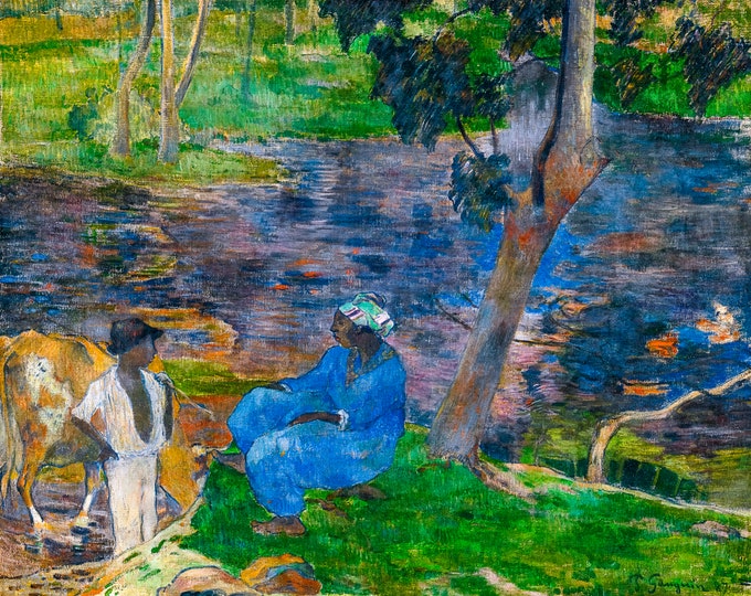 Paul Gauguin, On the Banks of the River at Martinique, 1887 | Art Print | Canvas Print | Fine Art Poster | Art Reproduction | Archival
