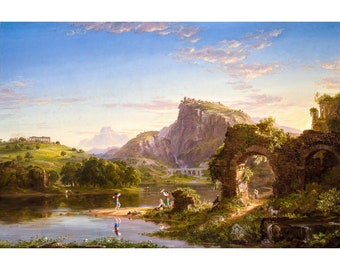 Thomas Cole, L-Allegro Italian Sunset, 1845 | Art Print | Canvas Print | Fine Art Poster | Art Reproduction | Archival Giclee | Gift Wrapped