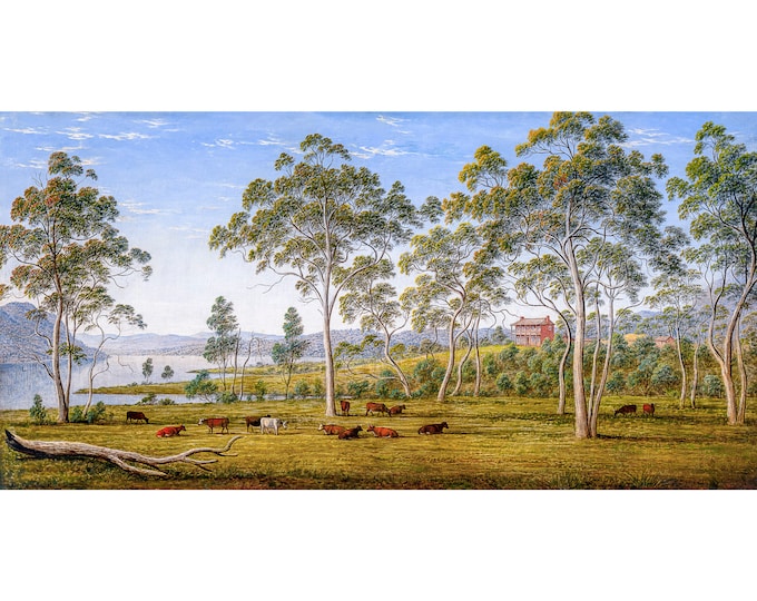 John Glover, Mr Robinson's house on the Derwent, Van Diemen's Land, 1838 | Art Print | Canvas Print | Fine Art Poster | Art Reproduction