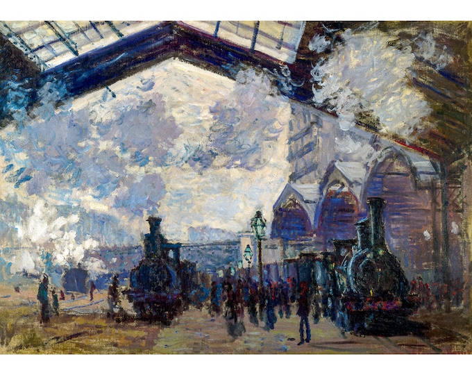 Claude Monet, The Saint-Lazare Station,1877 | Art Print | Canvas Print | Fine Art Poster | Art Reproduction | Archival Giclee | Gift Wrapped