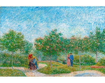 Van Gogh, Garden in Montmarte with lovers, 1887 | Art Print | Canvas Print | Fine Art Poster | Art Reproduction | Archival Giclee | Gift