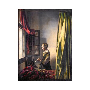 Vermeer, Girl reading a letter by an open window, 1659 | Art Print | Canvas Print | Fine Art Poster | Art Reproduction | Archival Giclee