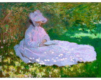 Claude Monet, Springtime, 1872 | Art Print | Canvas Print | Fine Art Poster | Art Reproduction | Archival Giclee | Gift Wrapped