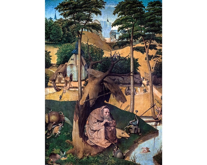 Hieronymus Bosch, Temptation of Saint Anthony, 1490 | Art Print | Canvas Print | Fine Art Poster | Art Reproduction | Archival Giclee | Gift