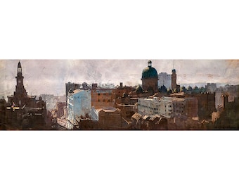 Arthur Streeton, Town Hall and domes of the Market, 1921 | Art Print | Canvas Print | Fine Art Poster | Art Reproduction | Archival Giclee