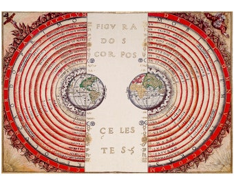Bartolomeu Velho, Ptolemaic geocentric system, Figure of the heavenly bodies, 1568 | Art Print | Canvas Print | Fine Art Poster | Art