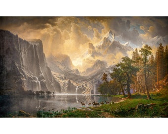 Albert Bierstadt, Among the Sierra Nevada, California, 1868 | Art Print | Canvas Print | Fine Art Poster | Art Reproduction | Archival