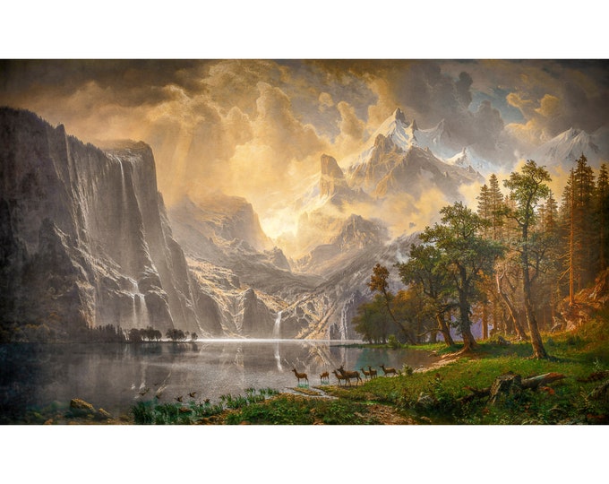 Albert Bierstadt, Among the Sierra Nevada, California, 1868 | Art Print | Canvas Print | Fine Art Poster | Art Reproduction | Archival