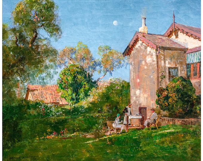 Arthur Streeton, Tea in the Garden, Grange Road, 1930 | Art Print | Canvas Print | Fine Art Poster | Art Reproduction | Archival Giclee