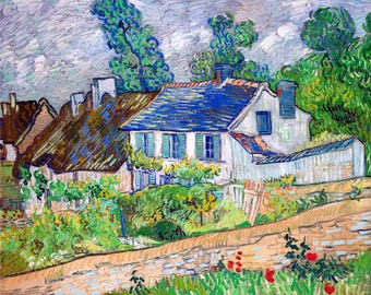 Van Gogh, Houses At Auvers, 1890 | Art Print | Canvas Print | Fine Art Poster | Art Reproduction | Archival Giclee | Gift Wrapped