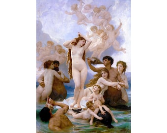 William-Adolphe Bouguereau, The Birth of Venus, 1879 | Art Print | Canvas Print | Fine Art Poster | Art Reproduction | Archival Giclee