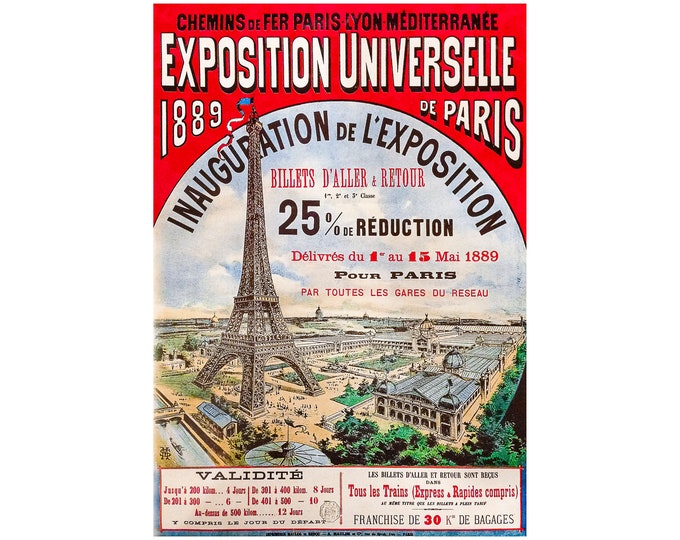 Paris World's Fair 1889 Poster | Art Print | Canvas Print | Fine Art Poster | Art Reproduction | Archival Giclee | Gift Wrapped