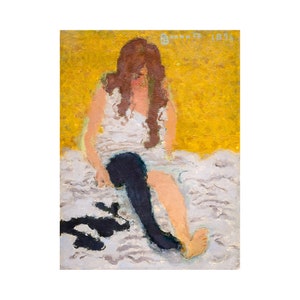 Pierre Bonnard, Woman Putting on Her Stockings, Femme enfilant ses bas, 1893 | Art Print | Canvas Print | Fine Art Poster | Art Reproduction