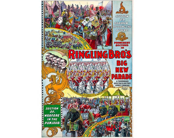 Ringling Bros Circus 1899 | Art Print | Canvas Print | Fine Art Poster | Art Reproduction | Archival Giclee | Gift Wrapped